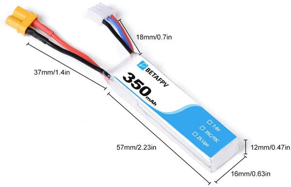 BetaFPV 350mAh 2S battery